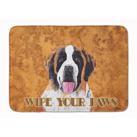 Carolines Treasures Saint Bernard Wipe Your Paws Machine Washable Memory Foam Mat SC9129RUG